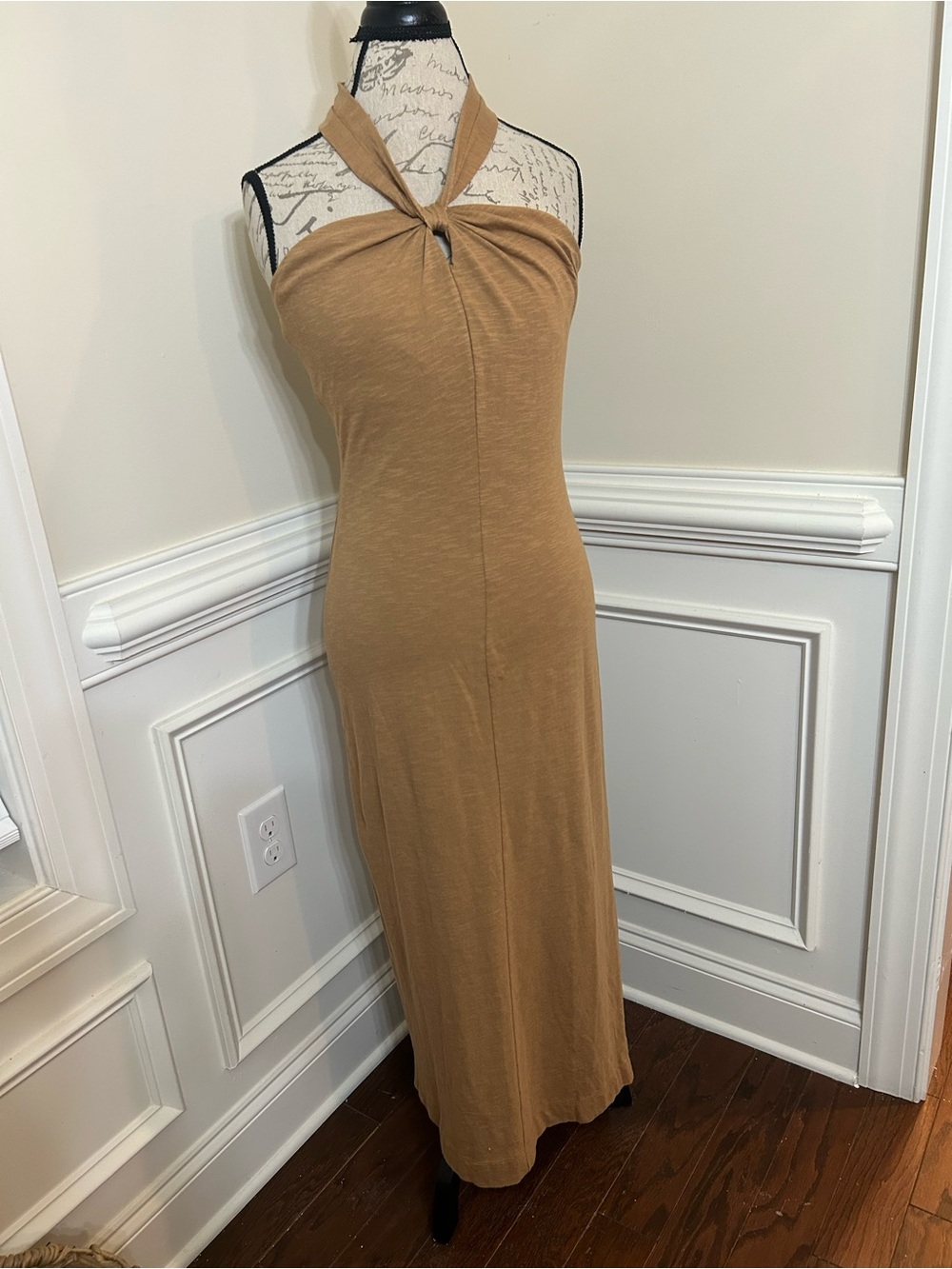 LOFT Twist Halter Maxi Dress in Camel/Tan